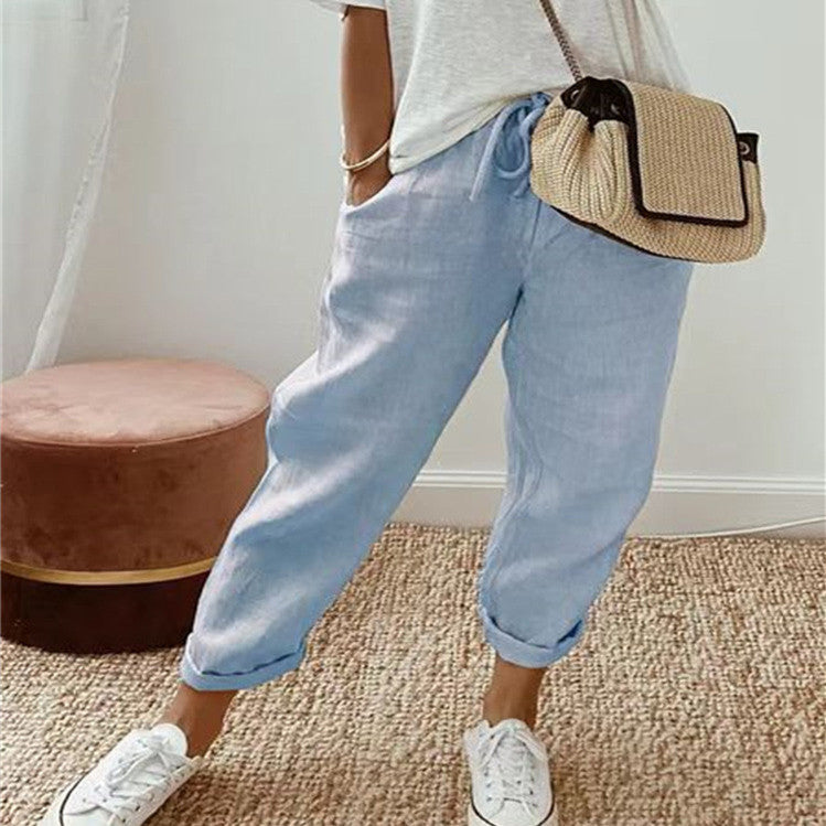 Pantalons Femme en Coton et Lin - Look Casual et Raffiné