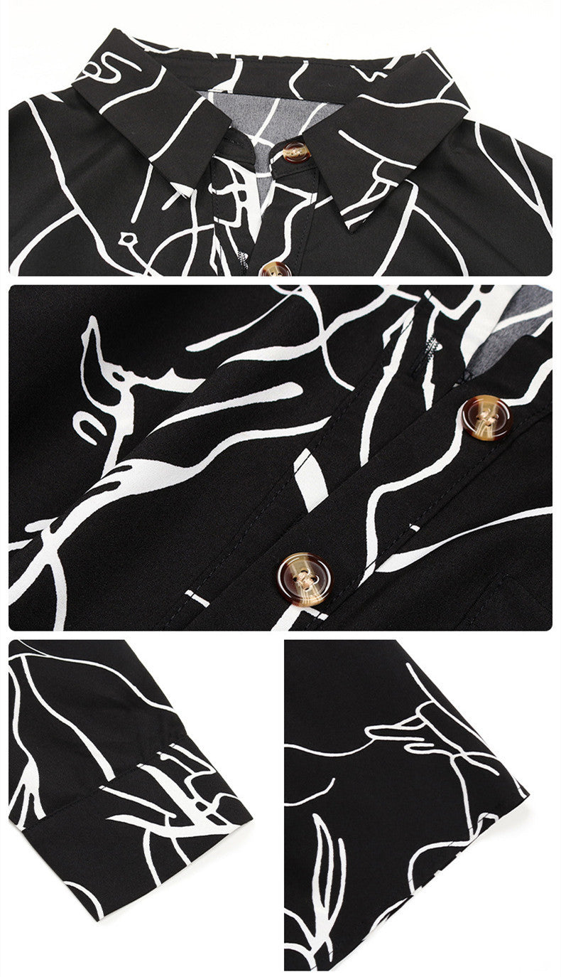 Robe Chemise Imprimée à Manches Longues pour Femme