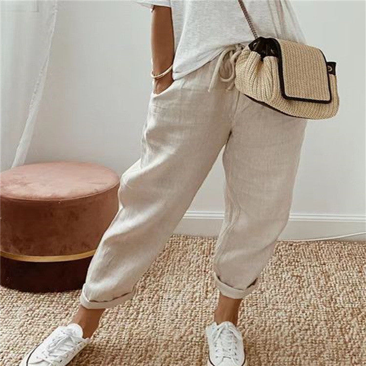 Pantalons Femme en Coton et Lin - Look Casual et Raffiné