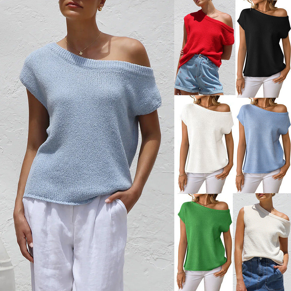 Pull tricoté d'été à manches courtes