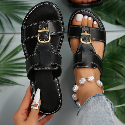Sandales Confortables avec Boucle Carrée – Élégance et Maintien au Quotidien