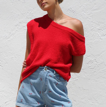Pull tricoté d'été à manches courtes