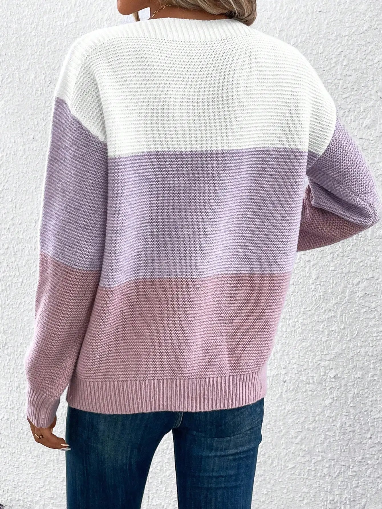 Pull Tricolore Élégant pour Femme – Confortable et Casual