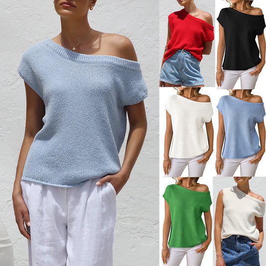 Pull tricoté d'été à manches courtes